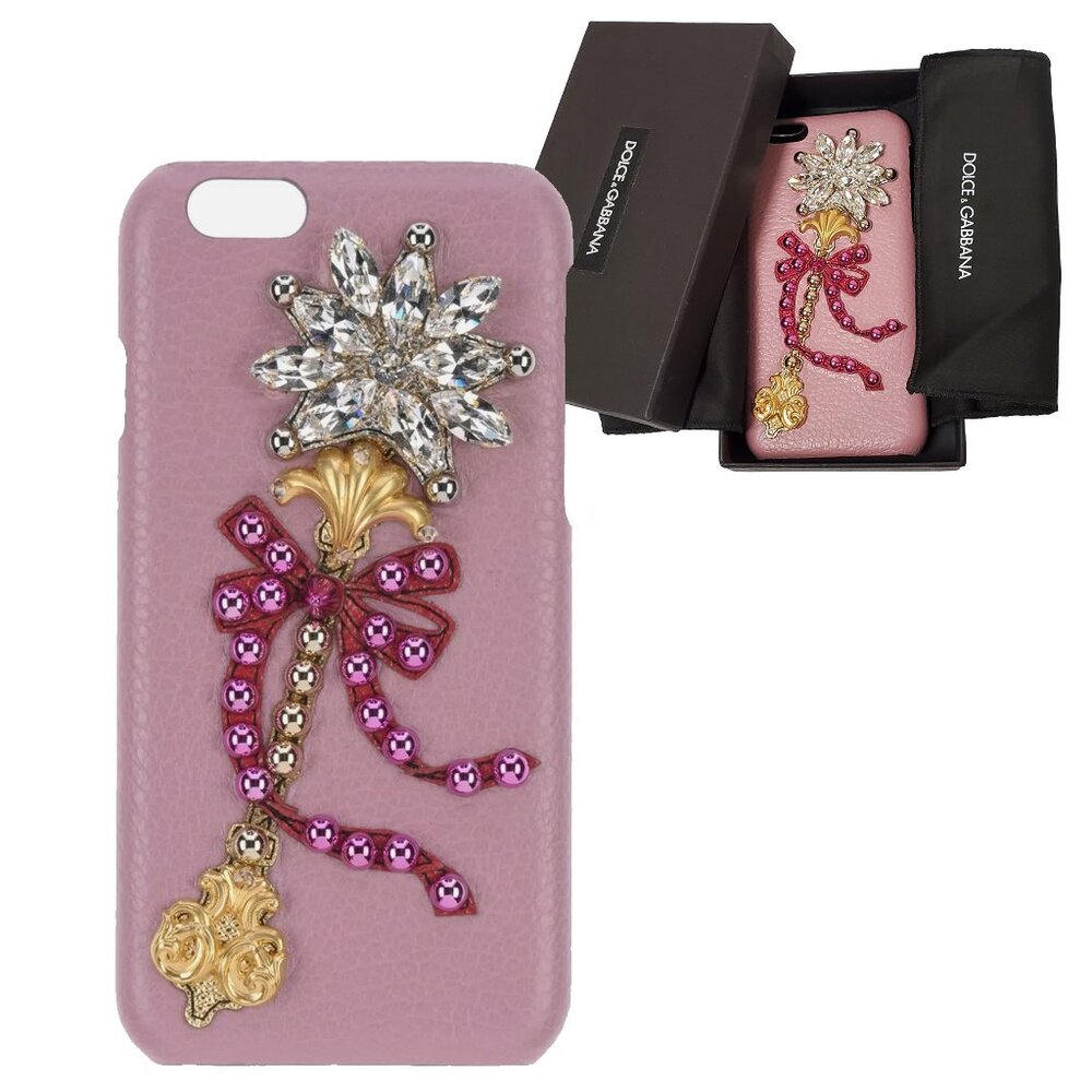 DOLCE & GABBANA PHONE CASE iPHONE COVER CRYSTAL EMBELLISHED LEATHER $650